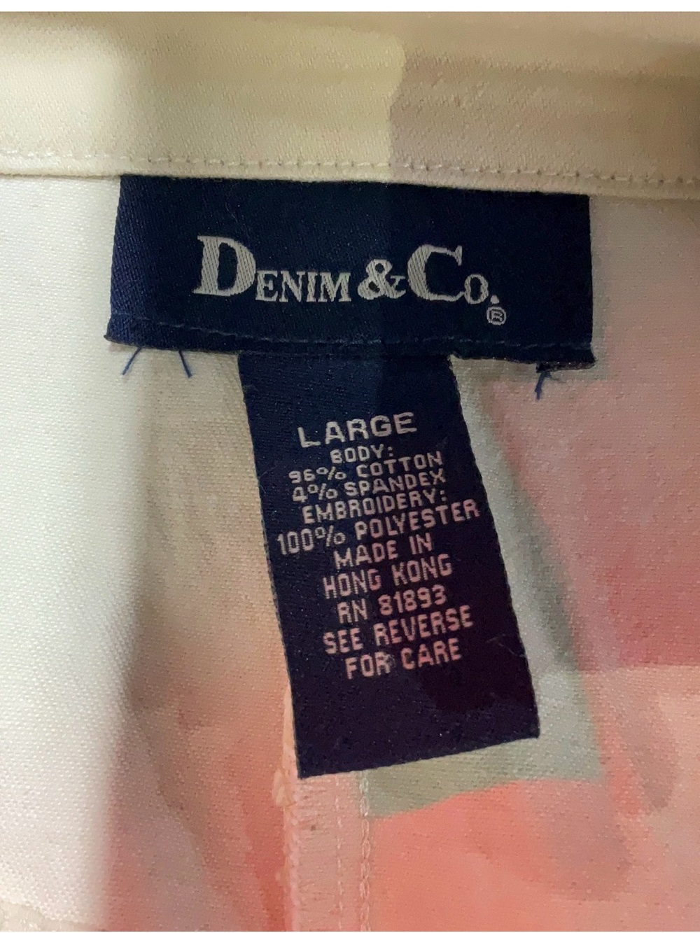 Denim&Co Vintage 90s Denim Cream Maxi Skirt with Pink Floral Embroidery, Sz L - Picture 3 of 3